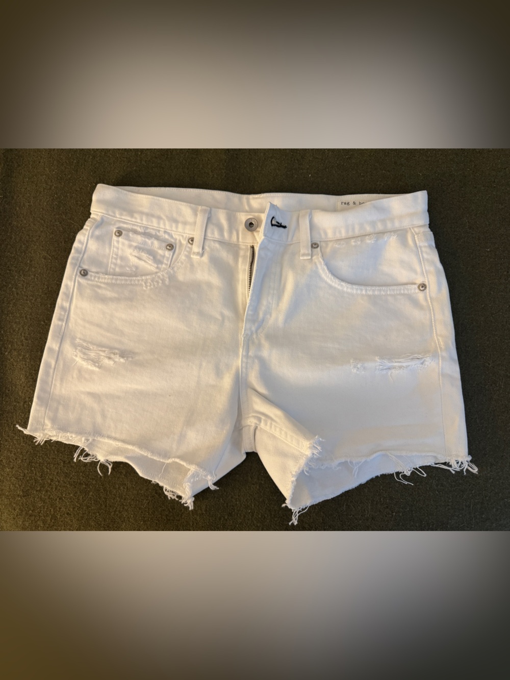 rag & bone White Distressed Denim Cutoff Shorts